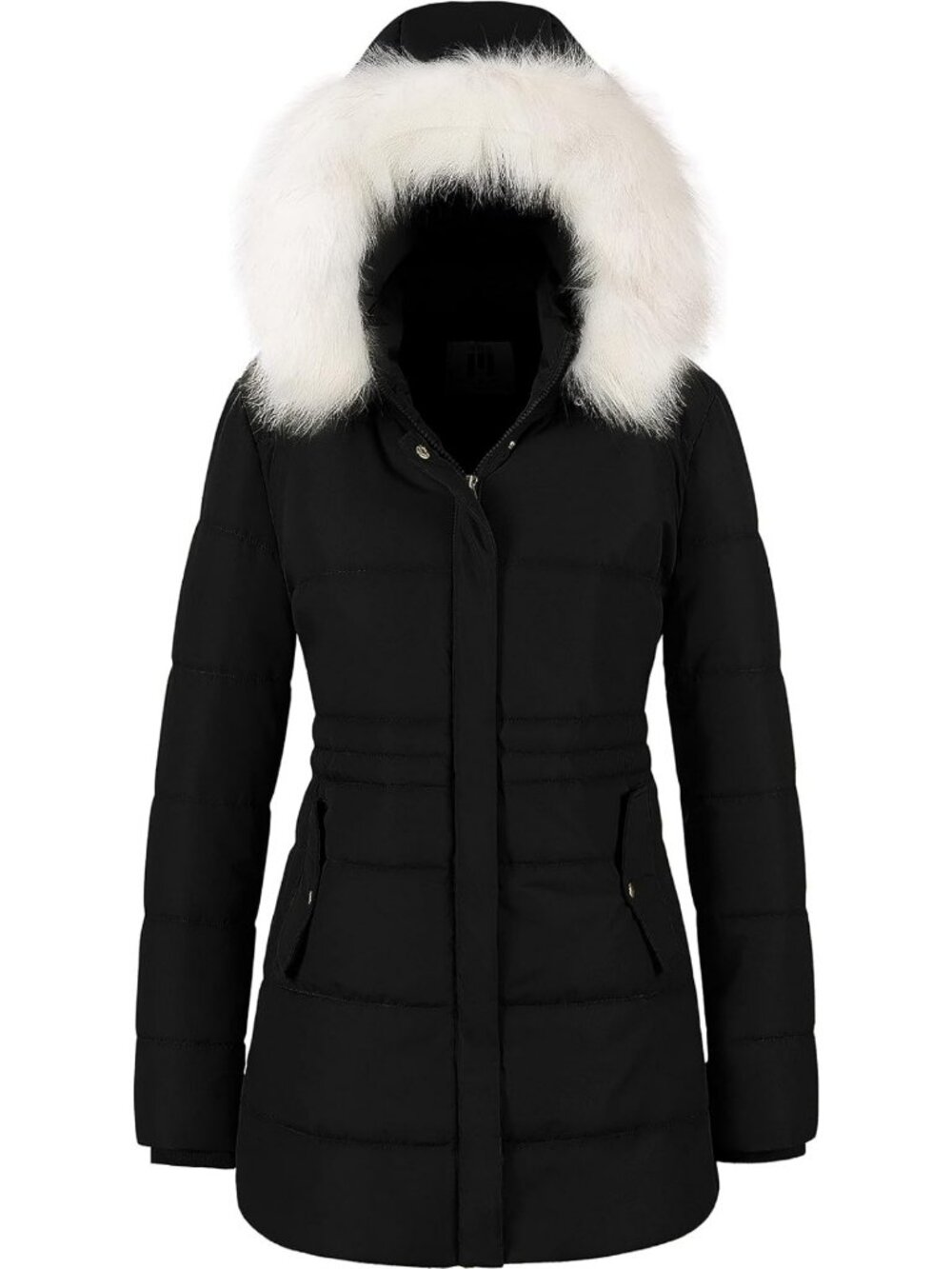 Cozy Women's Winter Puffer Jacket - Long Waterproof Parka with Faux Fur Hood